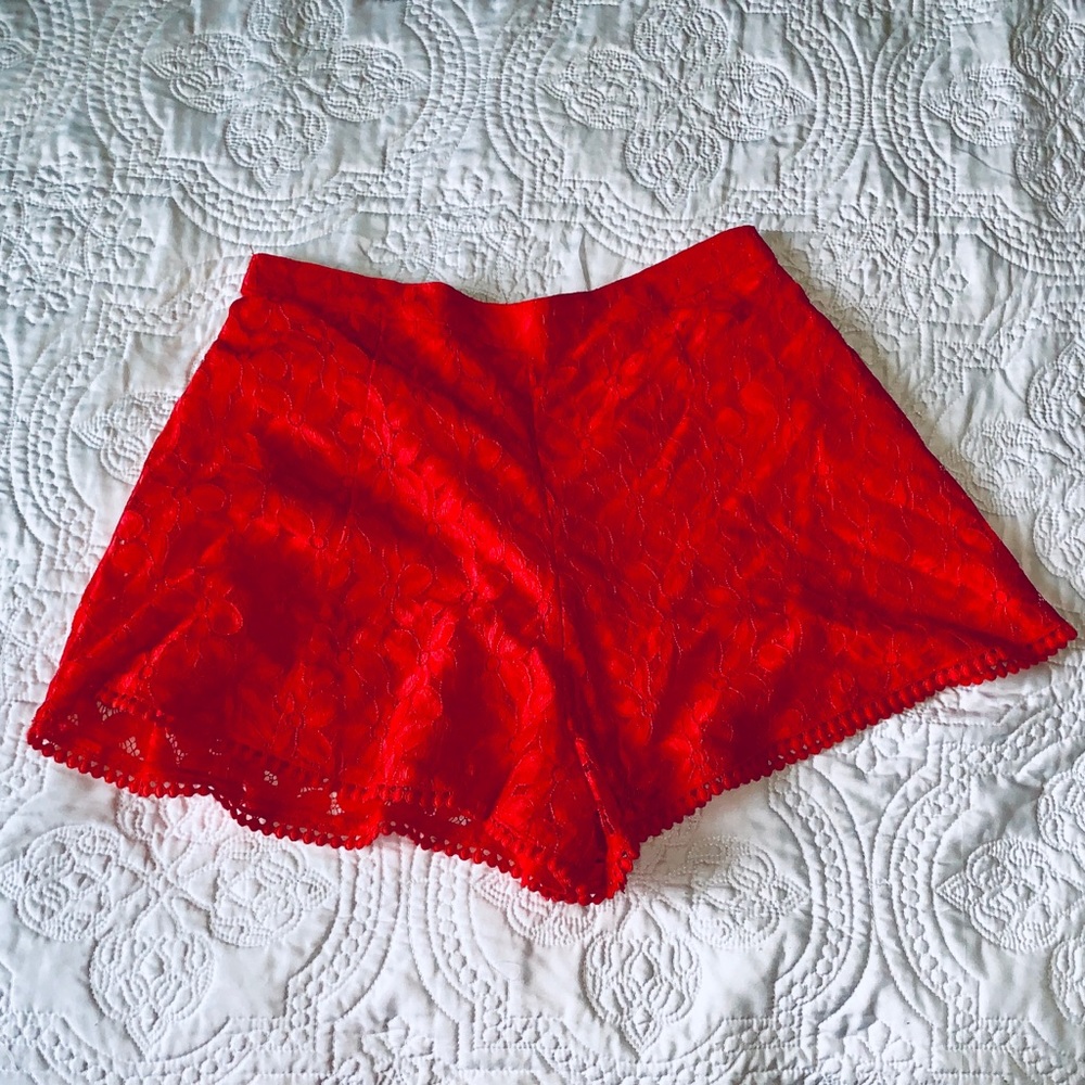 Hollister Red Lace Flippy Shorts